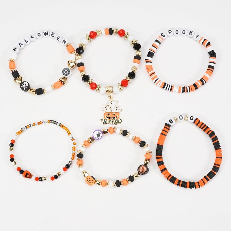 Lonext Halloween Bracelets Stackable Heishi Beaded Stretch Bracelets - Image 4